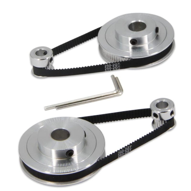 Zeelo 2PCS Set GT2 Synchronous Wheel 20&80 Teeth 10mm Bore Aluminum Timing Pulley with 2PCS Length 250mm Width 6mm Belt (20-80T-10B-6) - Image 2